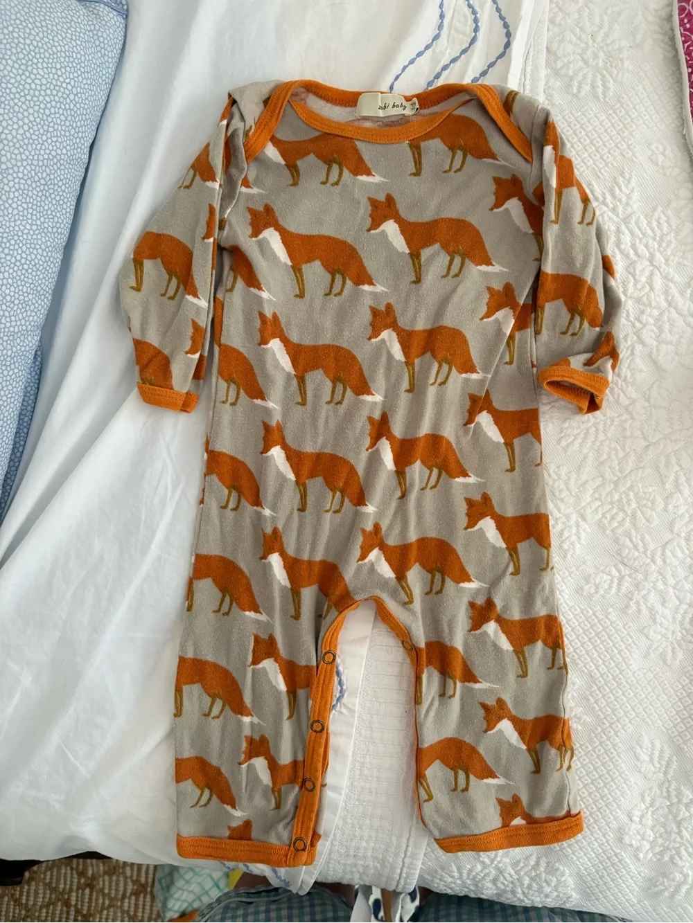 Kids Cotton Pajamas - Pink Floral & Orange Fox Prints